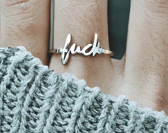 Fuck Jewelry Fuck Ring Gold Midi Ring Knuckle Ring Simple Fuck Christmas Gift Women