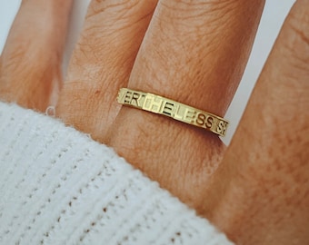 Nevertheless She Persisted Ring, Stackable Feminist Ring, Dainty Inspirational Feminism Jewelry Christmas Gift