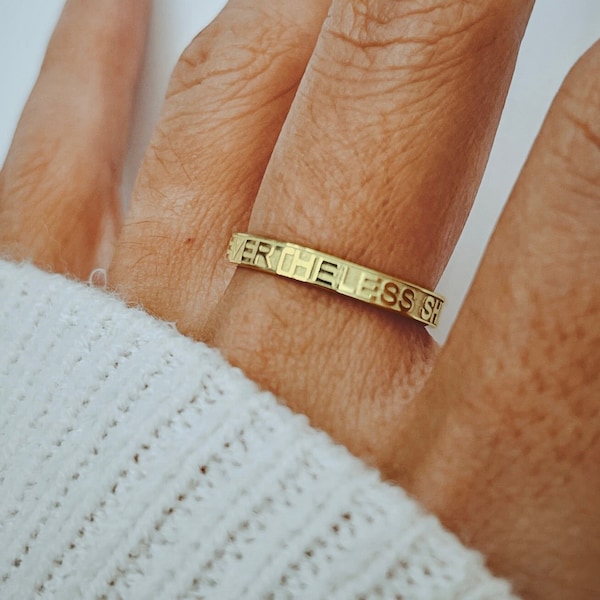 Nevertheless She Persisted Ring, Stackable Feminist Ring, Dainty Inspirational Feminism Jewelry Christmas Gift