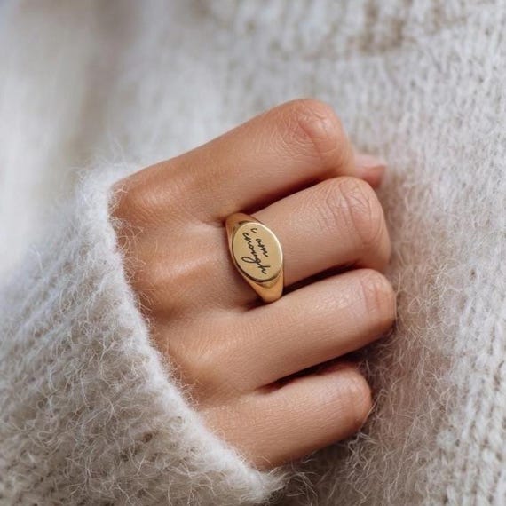Signet I Am Enough Ring: Gold Self Love Jewelry