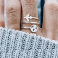World Map Airplane Ring: Silver Travel Adventure Jewelry Gift product logo