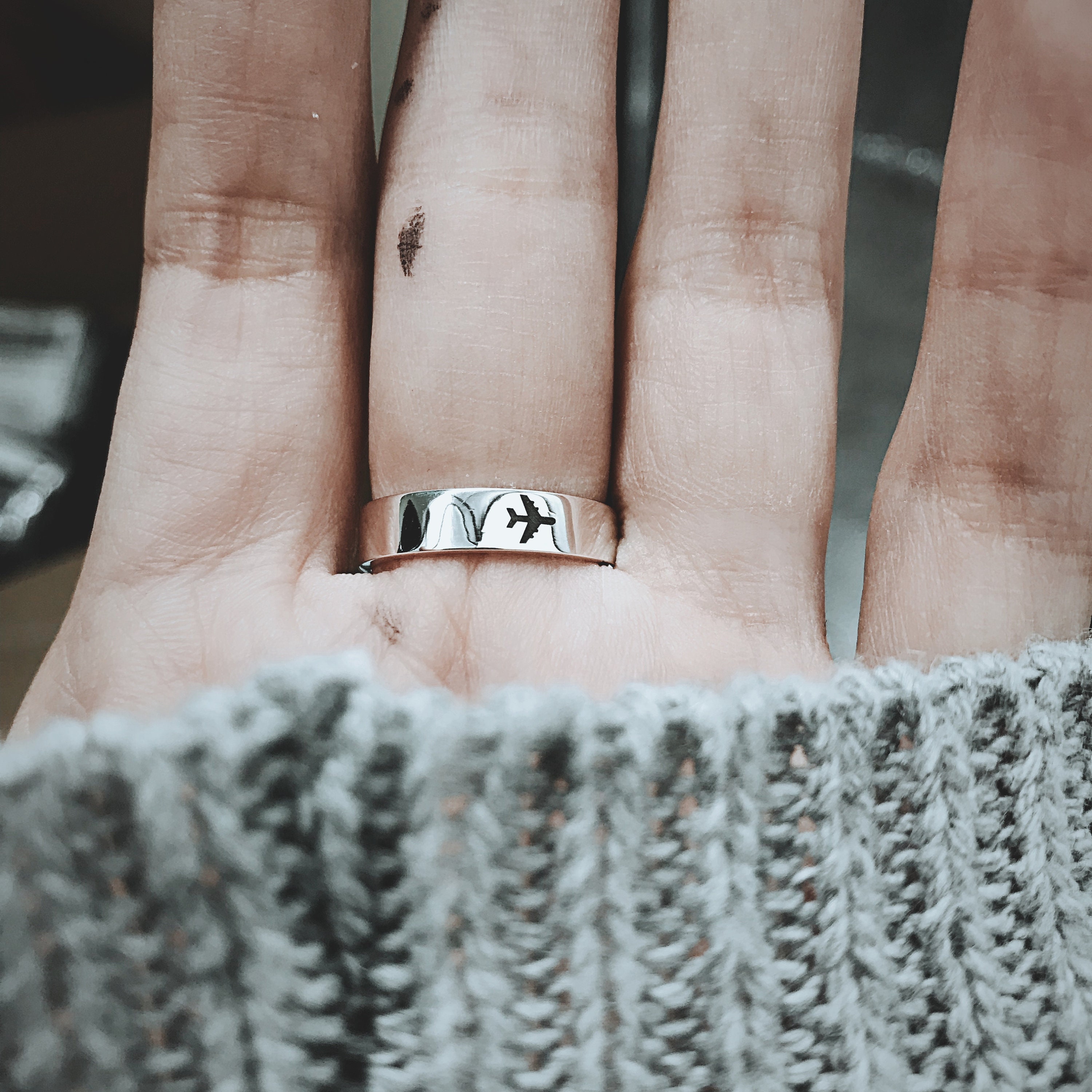 World Map Ring With Airplane Travel Ring Stacking World Etsy