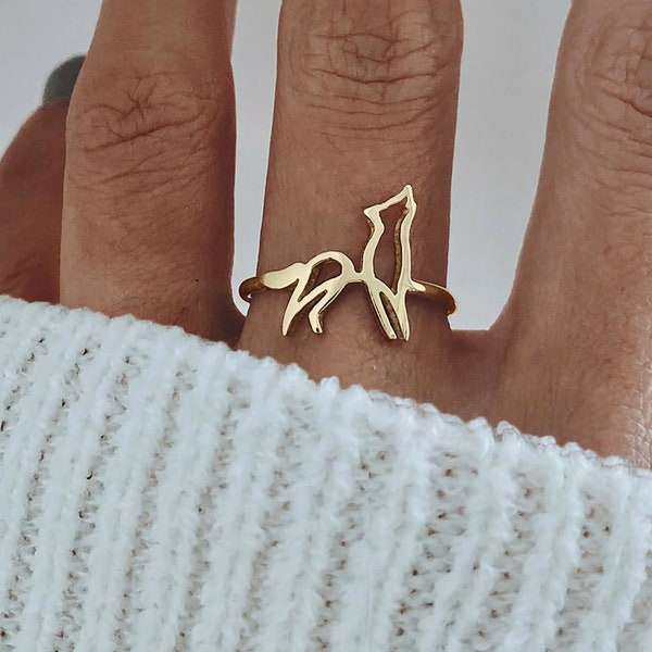 Wolf Jewelry Women Gold Wolf Ring Viking Wolf Ring Christmas Gift