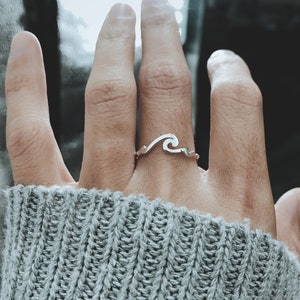 Wave Matching Couples Ring Set, Promise Rings For Couples, His And Hers Promise Rings, Couples Promise Ring Set Christmas Gift image 5