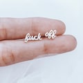 Fuck Off Earrings Gold Fuck Off Jewelry Women Simple Mature Earrings Middle Finger Studs Earrings Profanity Earring Gift product logo