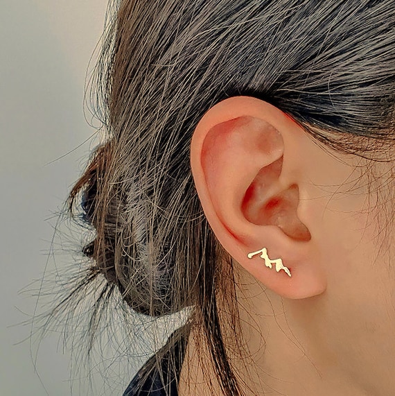 Mountain Range Post Stud Earrings 14k Yellow Gold-plated on Sterling Silver Mountain Range Post Stud Earrings 14k Yellow Gold-plated on Sterling Silver