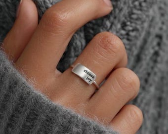 Dainty 'Choose Joy' Ring: Inspirational Mantra Jewelry Gift