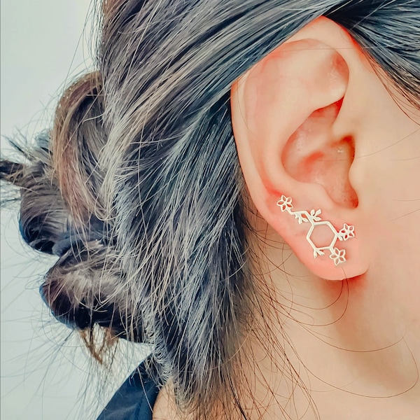 Dopamine Earrings Gold, Silver Molecule Earrings, Science Earrings, Chemistry Earrings, Science Jewelry Christmas  Gift Women