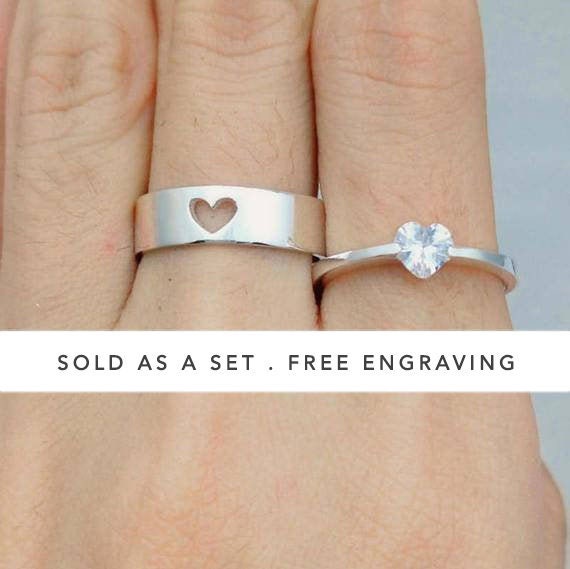 Blauwdruk opblijven gebouw Couple Ring Set Promise Rings for Couples His and Her - Etsy