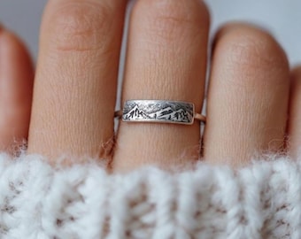 Mountain Landscape Ring: Silver Nature Jewelry Gift