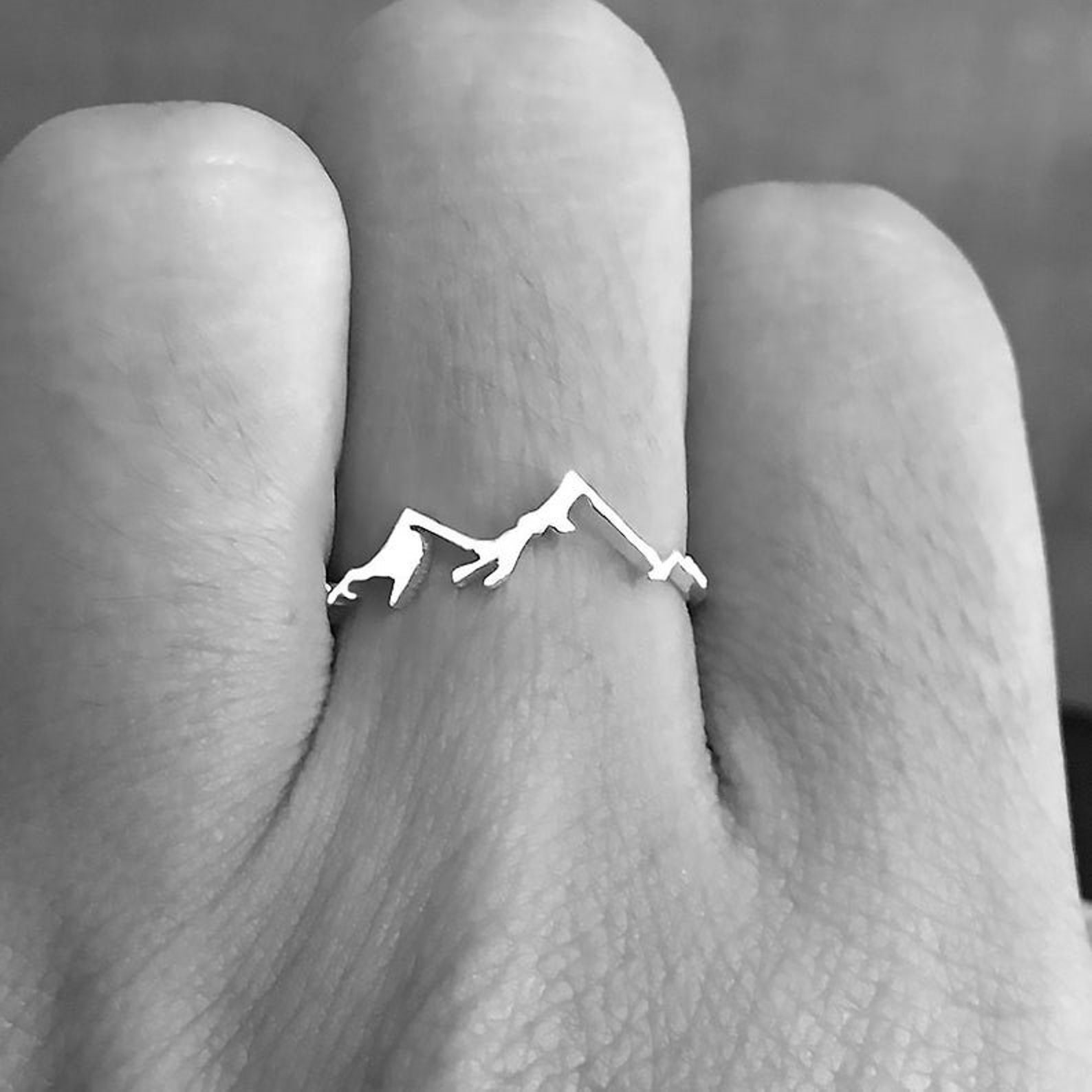 Mountain Matching Promise Ring Set His and Hers Ring Couples Etsy