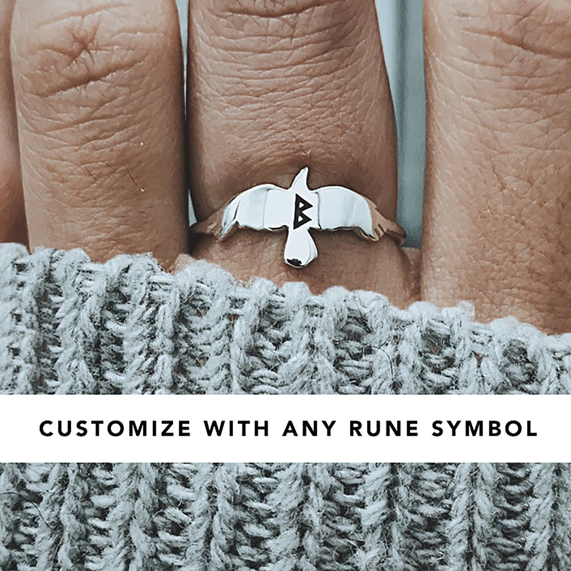 Rune Ring with Raven, Norse Ring, Viking Ring, Crow Ring, Viking Jewelry For Women, Norse Jewelry, Nordic Ring Gift