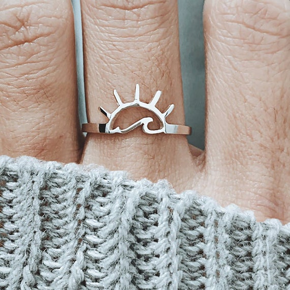 Sunrise Ring Wave Ring Sun Ring Wave Jewelry Ocean Ring Beach