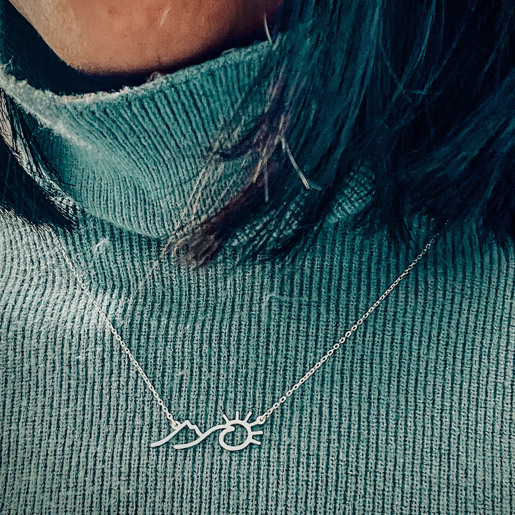 Silver Sun Necklace Gold Sunshine 