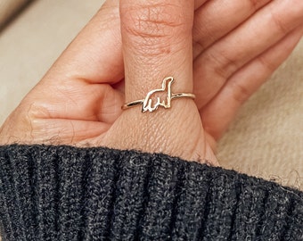 Gold Dinosaur Ring, Silver Dinosaur Jewelry For Women, Minimalist Dinosaur Christmas Gift