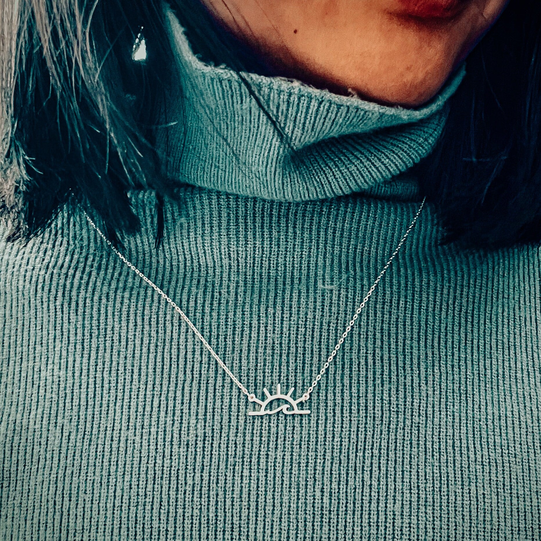 Sun Wave Necklace Dainty Sun Necklace 
