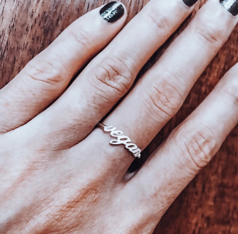 Vegan Ring Vegan Jewelry Vegan Gift Vegan Vegetarian Etsy