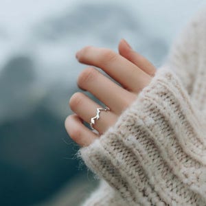 Dainty Mountain Range Ring: Gold Nature Jewelry Gift
