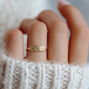 Gold Mountain Range Ring: Nature Hiking Jewelry