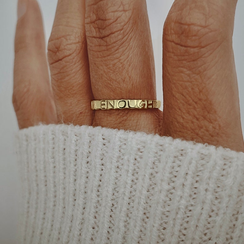 Inspirational Jewelry Women I am Enough Ring Gold Self Love Ring Inspirational Recovery Ring Motivation Jewelry Christmas Gift for Women image 1
