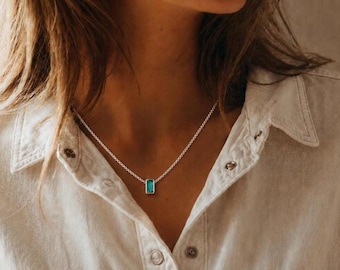 Emerald Cremation Necklace Human or Pet Ashes Urn Crystal Pendant Personalized Keepsake