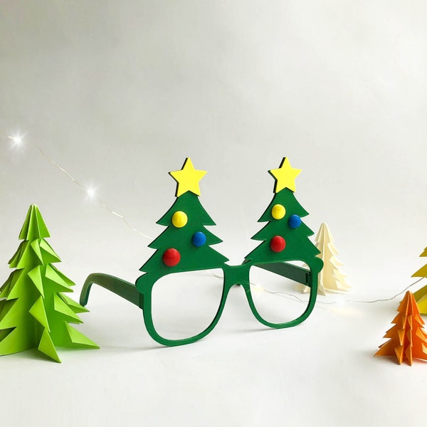 Christmas Tree Funny Eye Glasses - 2024 Novelty Party Decor - Selfie Props - Suitable for Adults and Children