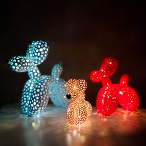 Voronoi Diagram Ballonghund med LED-lampor, Special Alla hjärtans dag-design Ballonghundlampa, Romantisk Nattlampa, Dekorativ Ballonghundlampa