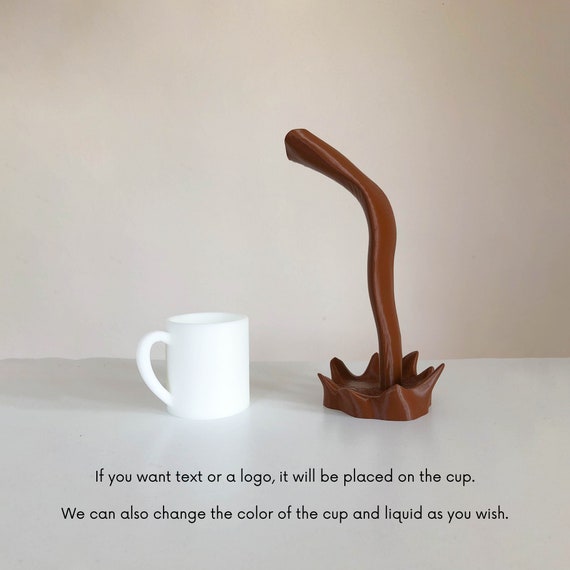 Scultura Galleggiante Tazza Di Caffè - Decorazione Originale Per Scrivania E Casa - In Resina