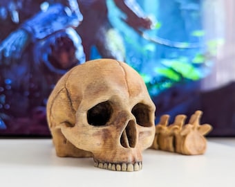 3Dプリントの頭蓋骨と背骨 – ゴシックハロウィンデコレーション、フレキシブルなフィジェットトイ