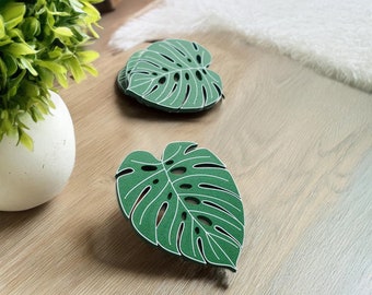 Monstera Plant Leaf Coaster Set, Decoración de mesa tropical, Idea de regalo única para amantes de las plantas, Artículos para el hogar de hojas botonicales