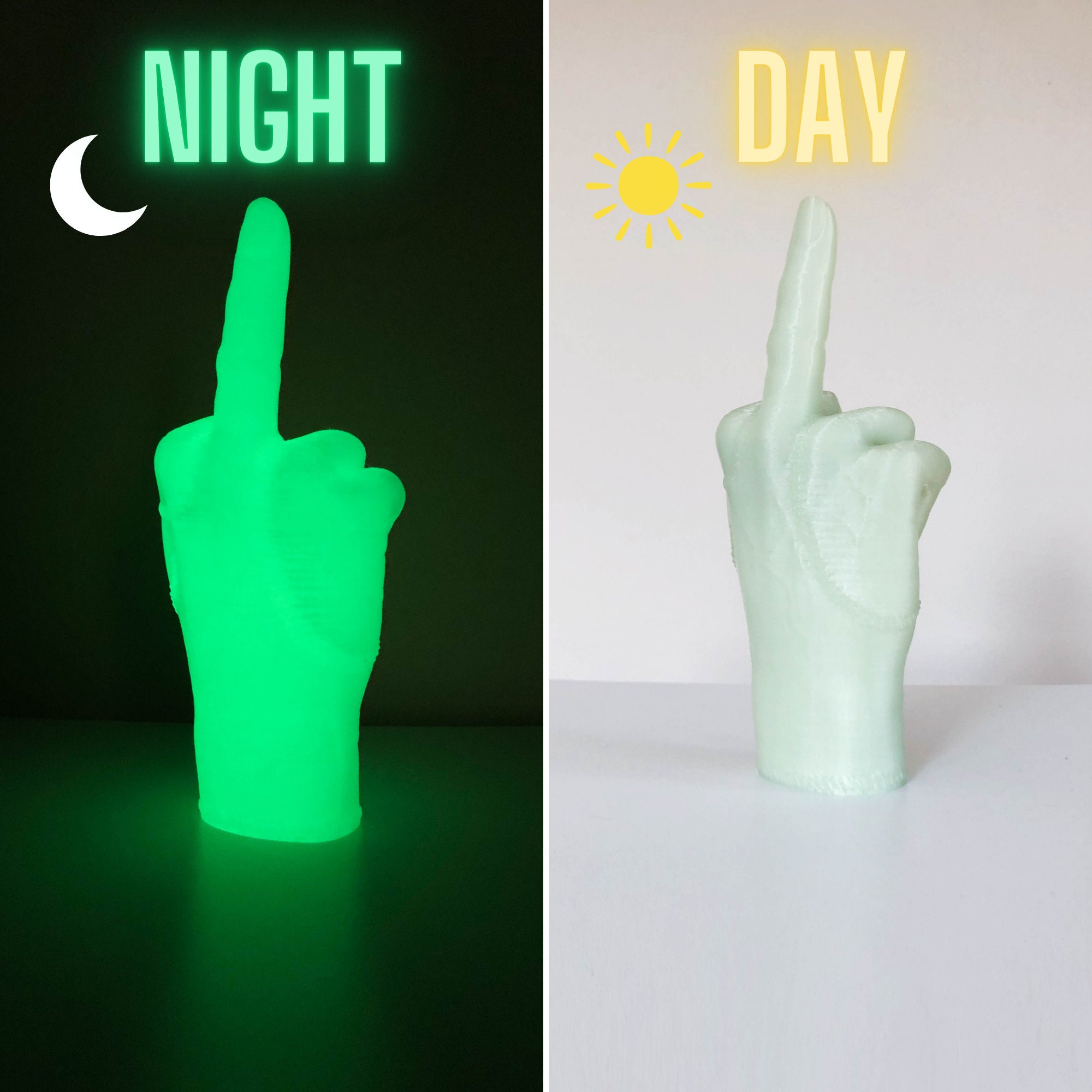 Middle Finger Gesture Glowing Figurine, Glow in Dark the 