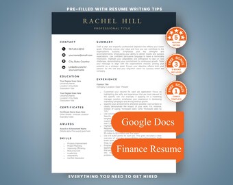 Finance Director Resume Template Executive CFO CV Google Docs ATS Friendly Modern Accountant