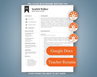 Sjabloon CV voor docenten ESL: Google Docs, Ats-Friendly ELL English Educator CV-bundel