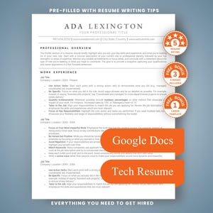 Plantilla de currículum para científico de datos compatible con sistemas ATS, CV para Google Docs (descarga digital)