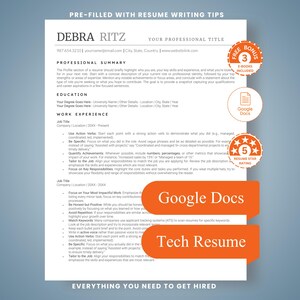 ATS Software Engineer Resume Template, Google Docs CV for IT Developers (Digital Download)