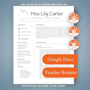 Teacher Resume Template for Google Docs | Modern CV (Digital Download) afbeelding 1