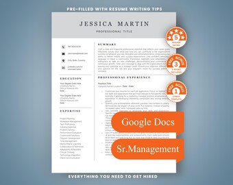 Modelo de currículo do Google Docs compatível com ATS, com carta de apresentação (download digital)