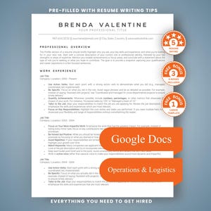 ATS Resume Template, Clean Modern Design (Google Docs, Digital Download)