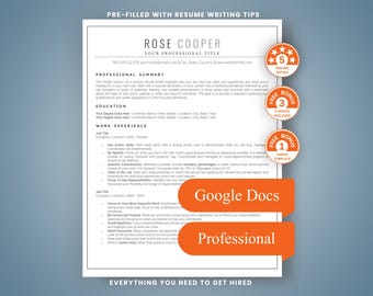 Modello di curriculum professionale, CV ottimizzato per i sistemi ATS (Applicant Tracking System) per Google Docs, curriculum pulito e minimalista (download digitale)