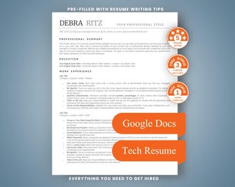 ATS Software Engineer Resume Template, Google Docs CV for IT Developers (Digital Download)