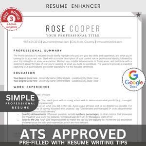 Resume CV Template, Google Docs Resume, Professional Resume Template, Clear, Simple, Google Docs, Modern Resume CV Template, Executive CV