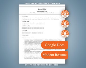 Plantilla creativa de currículum para Google Docs con carta de presentación / Diseño de CV moderno y profesional