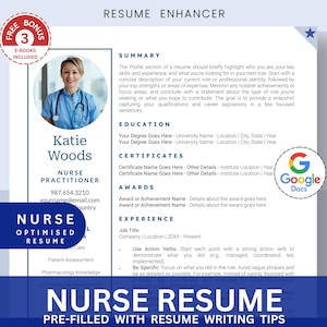 RN Resume Template Nurse, Nurse Resume Template Google Docs, Simple, Clear, Nursing Resume New Grad, CNA Resume Design Photo, Doctor Resume