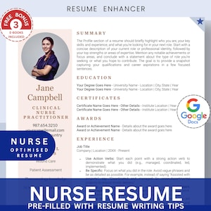NURSE RESUME Template | Professional Resume | Student Nurse Resume | Medical Resume | Resume Enhancer | Rn Resume | Nurse Photo Resume