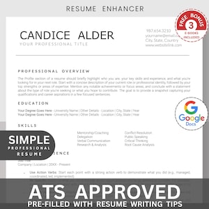 Google Docs Resume Template Simple Clear | Best Professional Resume Template with Cover Letter, Executive Resume CV Template Google Docs