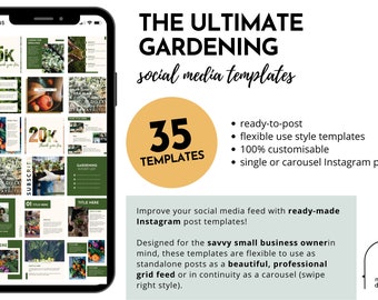 35 Ultimate Gardening, Nature, Eco, Green Instagram Post Canva Templates - GREEN & SAND