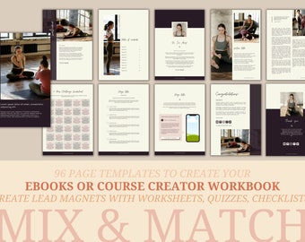 Editable Mindfulness and Yoga Challenge Worksheet | Canva Template | Course Creator | Workbook | Online Course | Lead Magnet Template