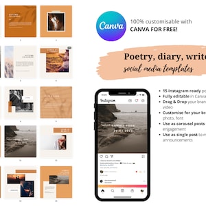 Poesia, scrittore, blog di stile di vita personale Instagram Canva Modelli per social media