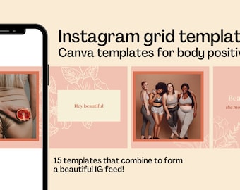 Body Positivity Instagram Canva Templates, Feminine Theme (Digital Download)