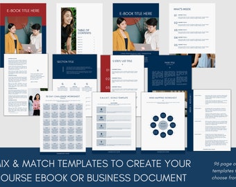 96-Page Ebook & Course Canva Templates: Lead Magnet, Worksheets, Quiz